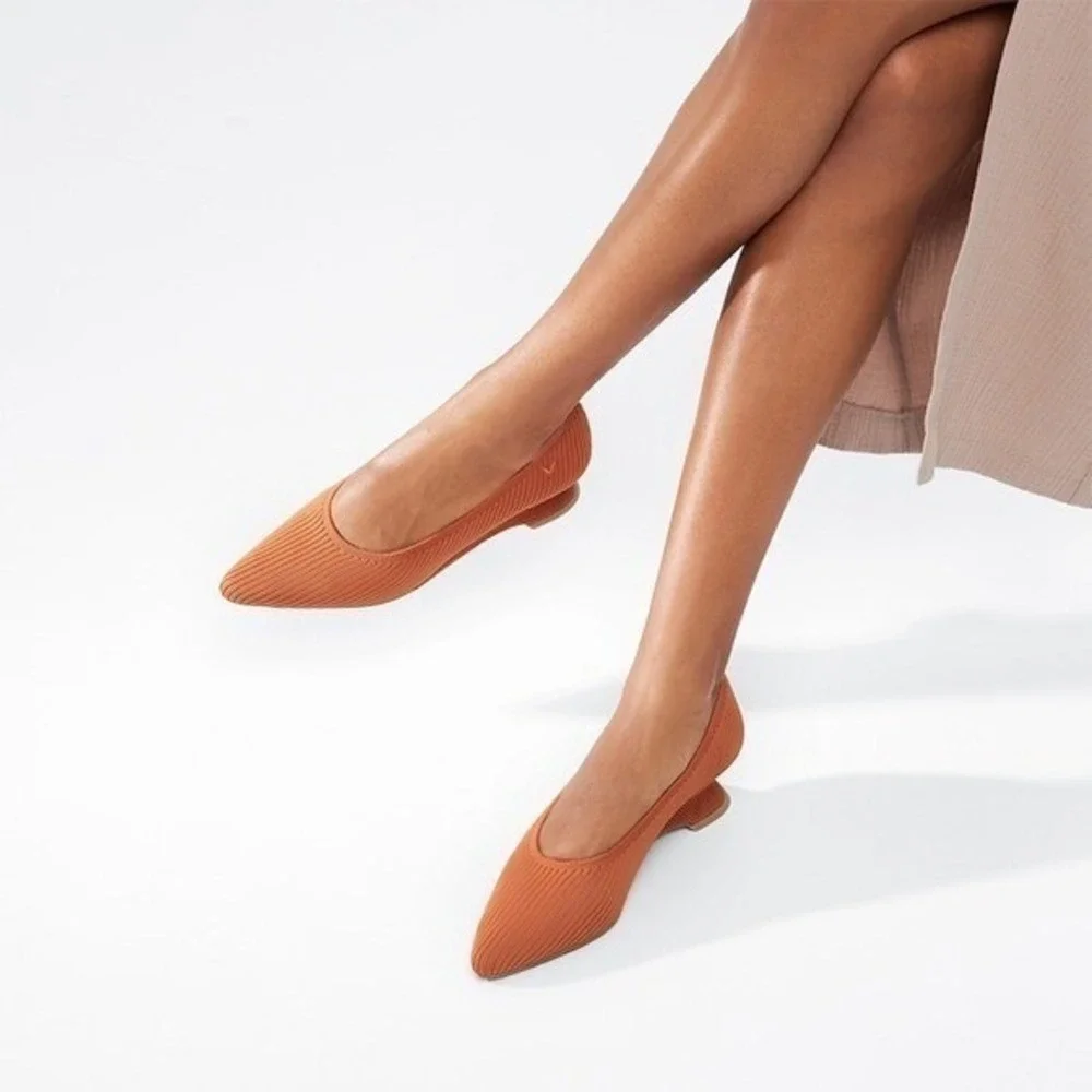 VIVAIA Pointed Toe Striped Wedge Flats Orange Women's size EU/36 US/5.5-6